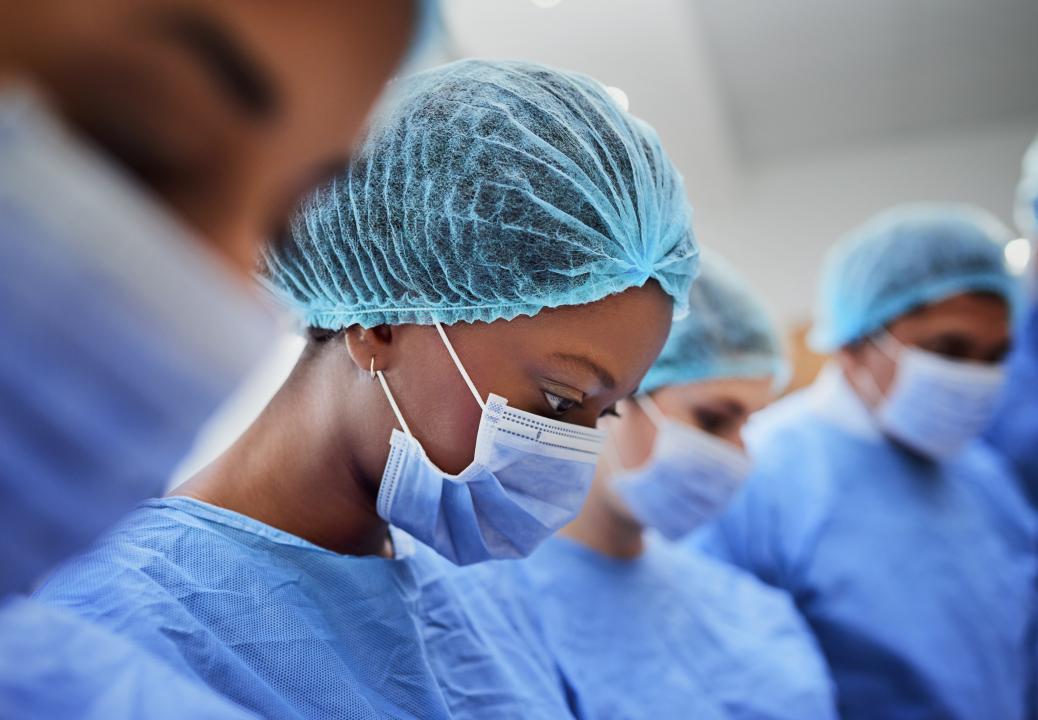 Surgical staff member concentrating