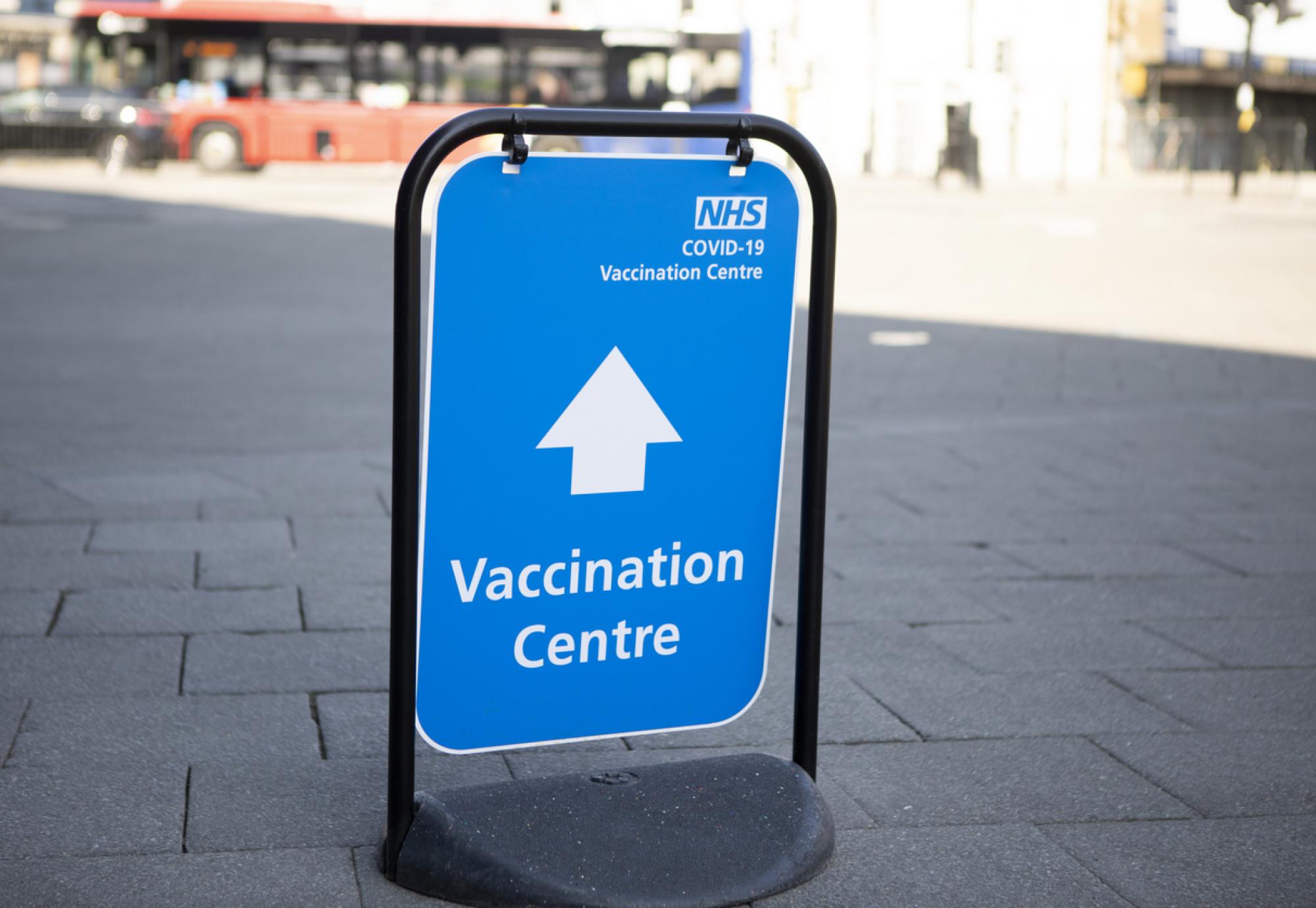 NHS vaccine sign