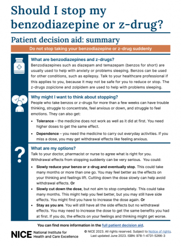 Patient decision aid: summary