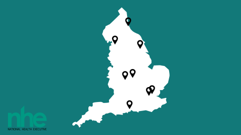 Map of England's NIHR research support service delivery hubs