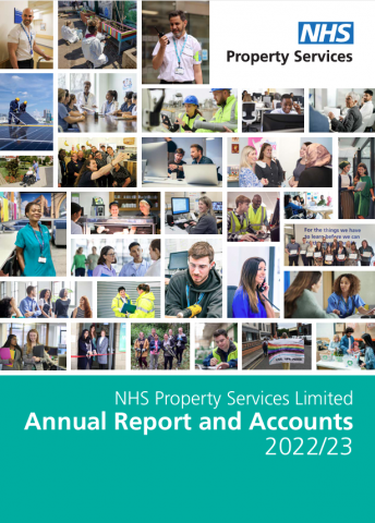 Front cover of NHS Property Services' annual report for 2022/23