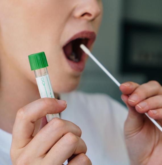Woman carries out a self swab
