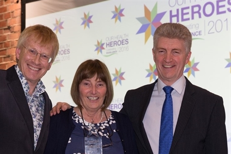 Dr Phil Hammond, Elizabeth Cameron (Our Health Heroes Operational Services Worker of the Year), John Rogers (CEO Skills for Health)