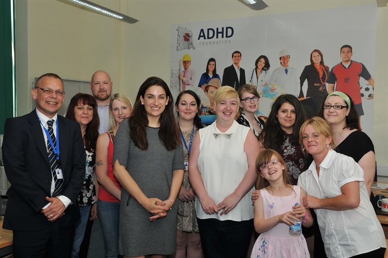 Luciana Berger with staff and services users from the ADHD Foundation 