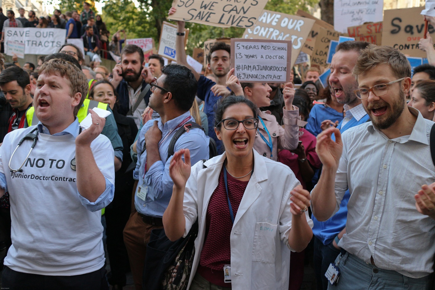 Not Safe - Not fair protest by doctors, junior doctors and medical students in central London 28th September 2015. c. Steve Eason Not Safe - Not fair protest by doctors, junior doctors and medical students in central London 28th September 2015. c. Steve Eason