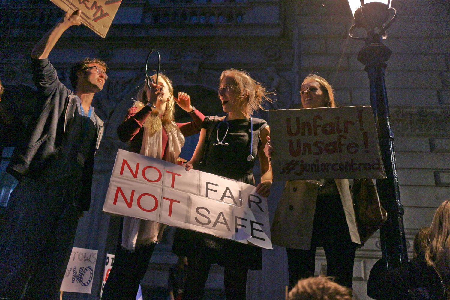 Not Safe - Not fair protest by doctors, junior doctors and medical students in central London 28th September 2015 6. c. Steve Eason Not Safe - Not fair protest by doctors, junior doctors and medical students in central London 28th September 2015 6. c. Steve Eason