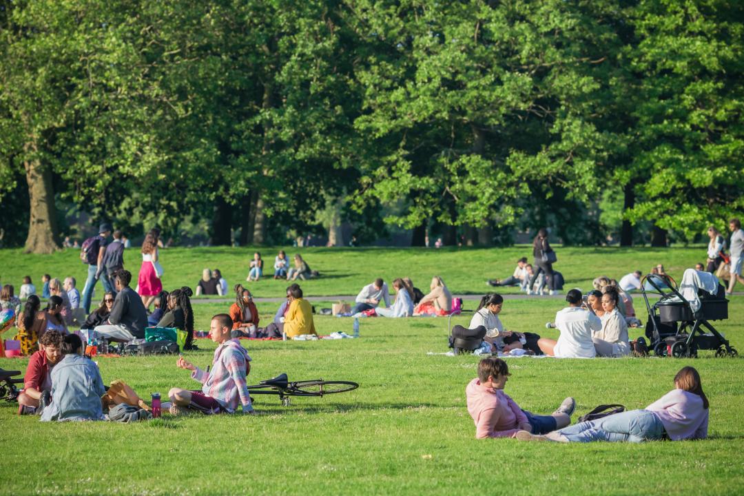 People in park in hot weather