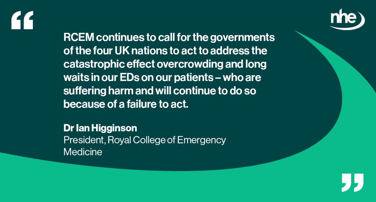 RCEM A&E overcrowding QUOTE