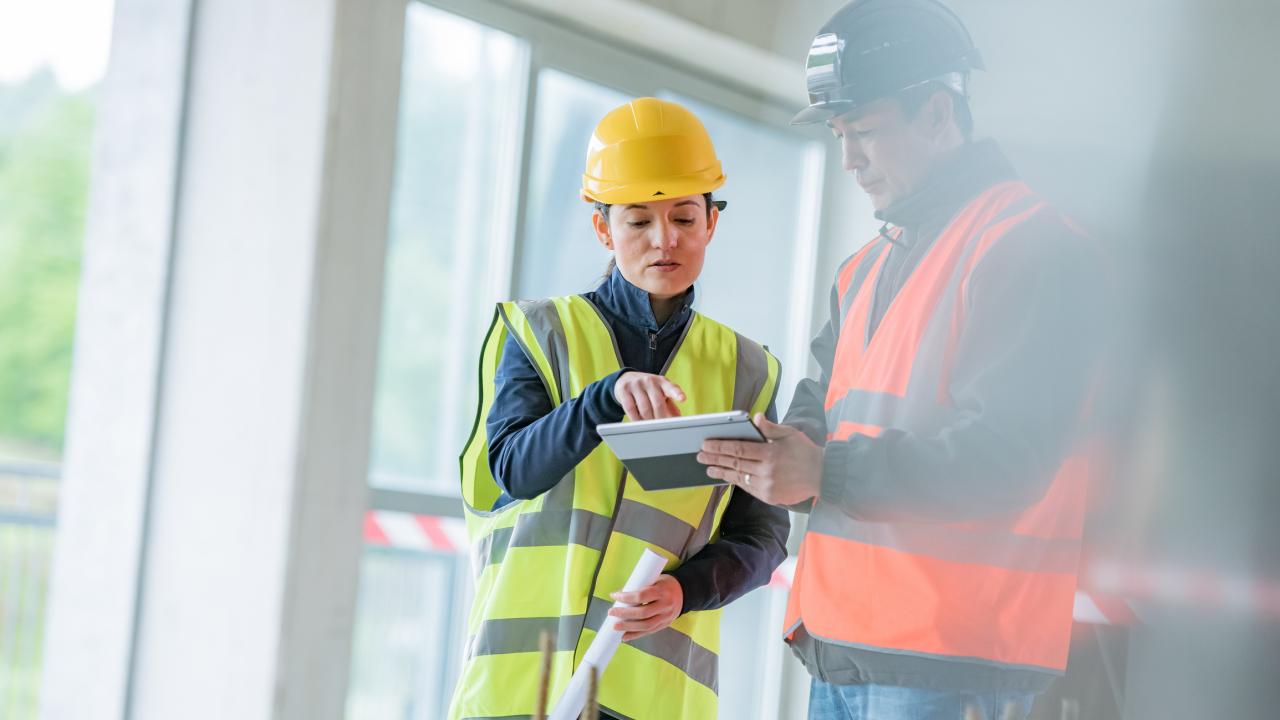 Workers on a construction/demolition site