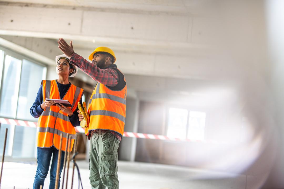 Workers on a construction/demolition site