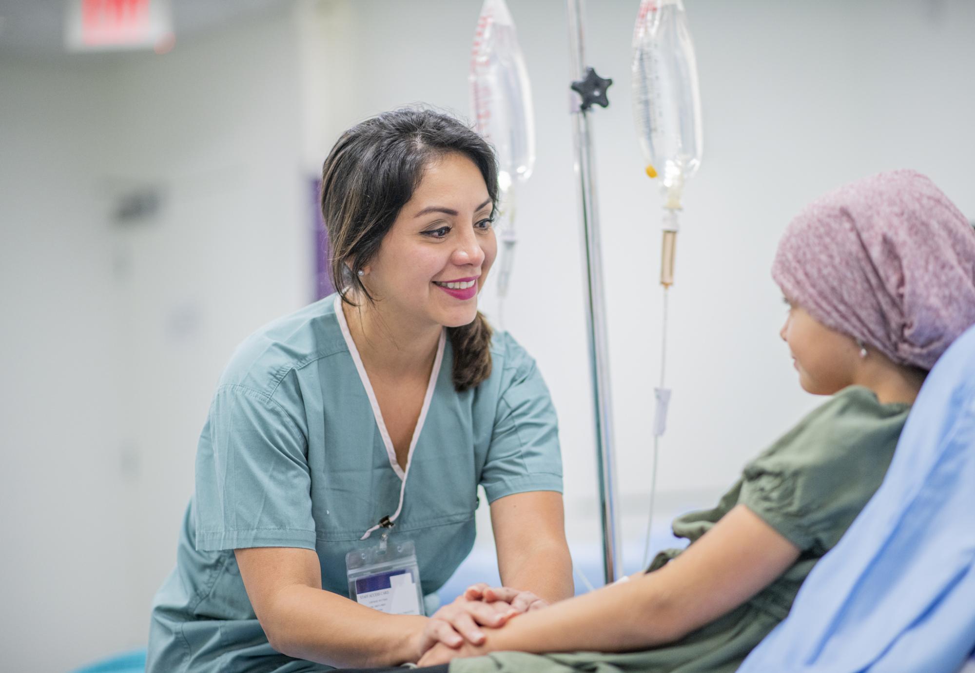 Female nurse providing care to child