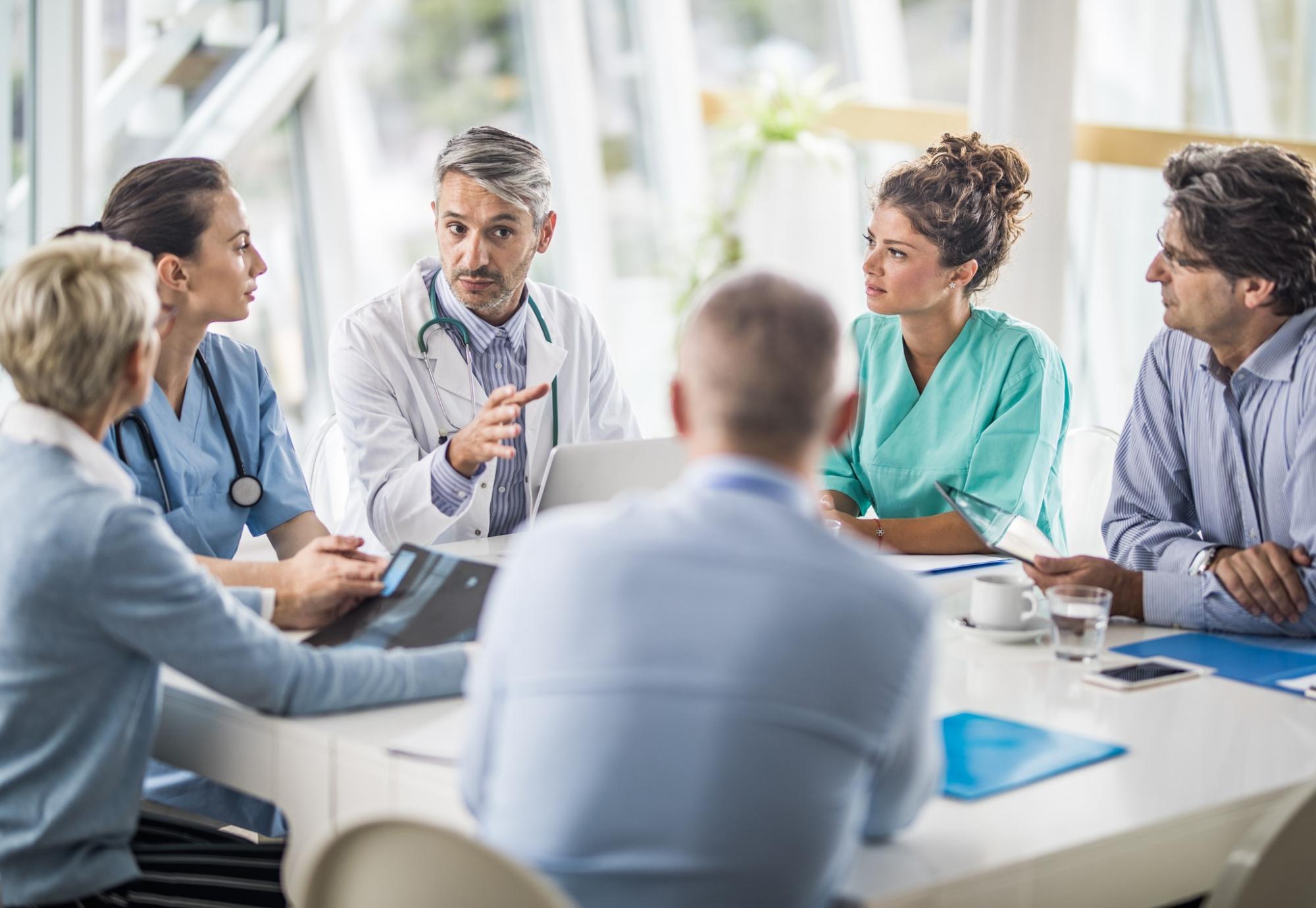 Team of medical professionals in discussion