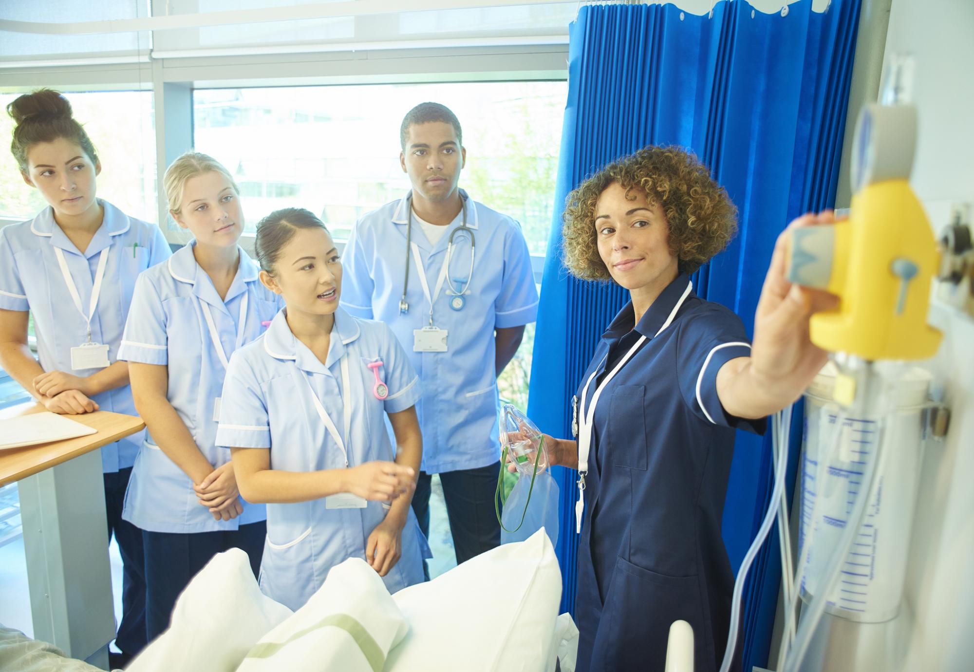 Nurse showing students