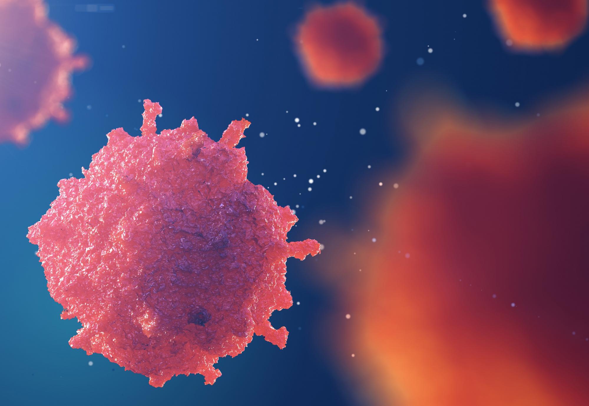 Artist impression of a blood cancer cell close up