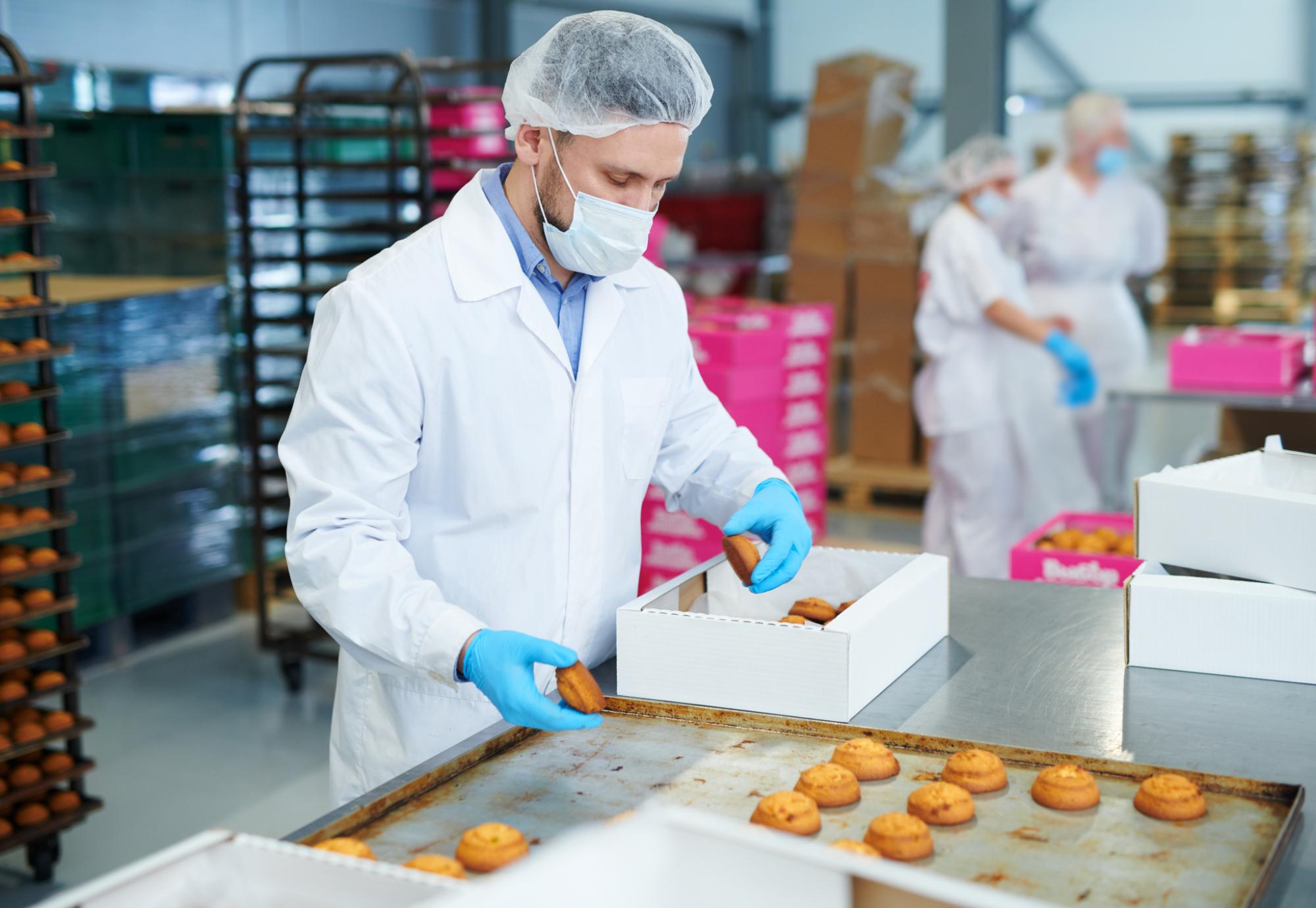 Food worker making confectionery products