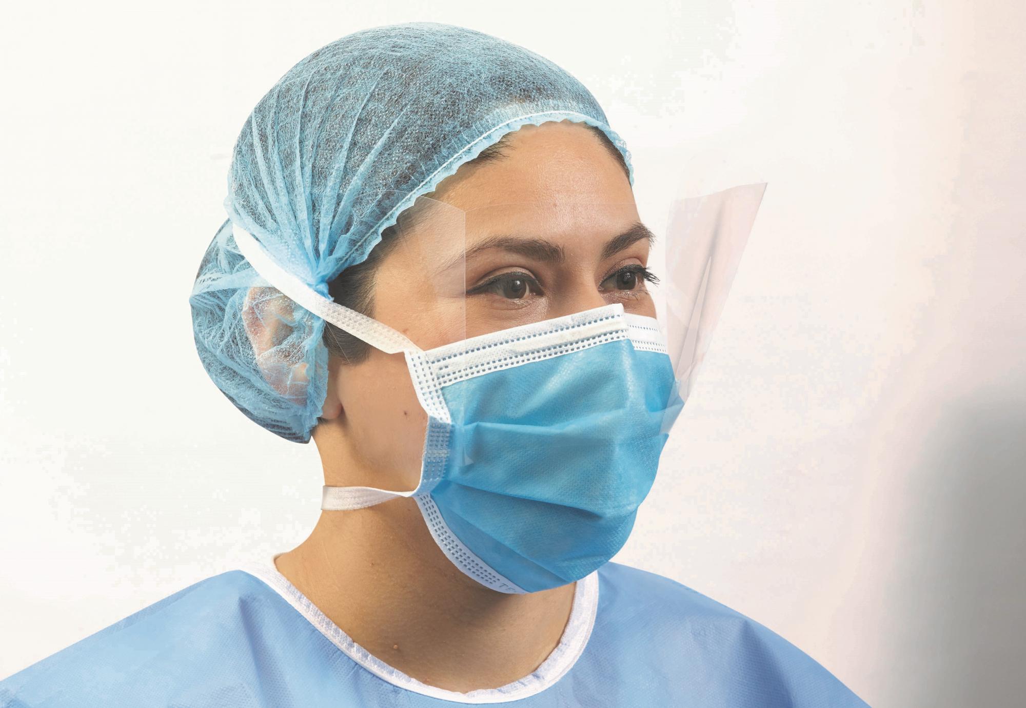 Health professional wearing a face mask