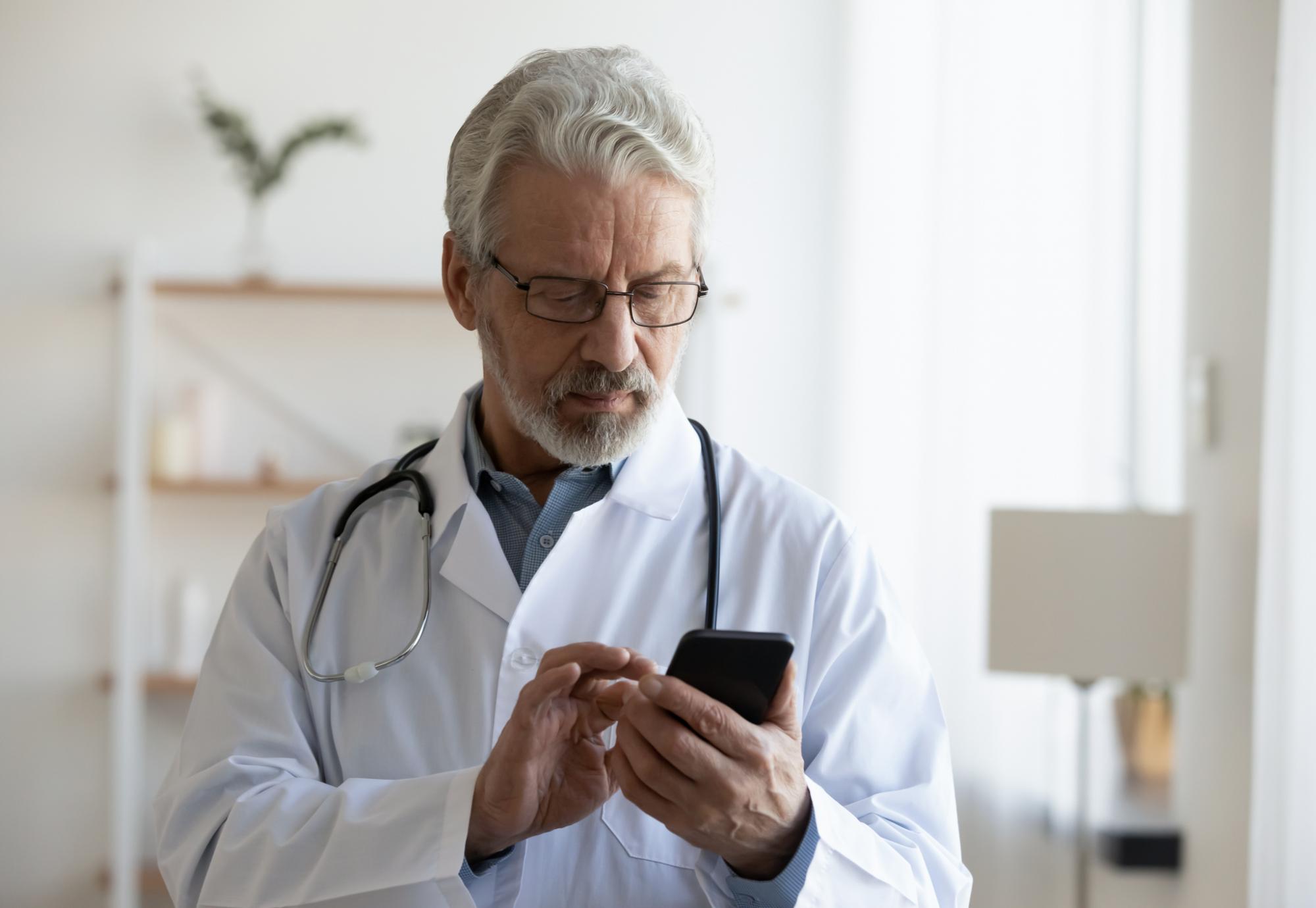 Doctor using a smartphone