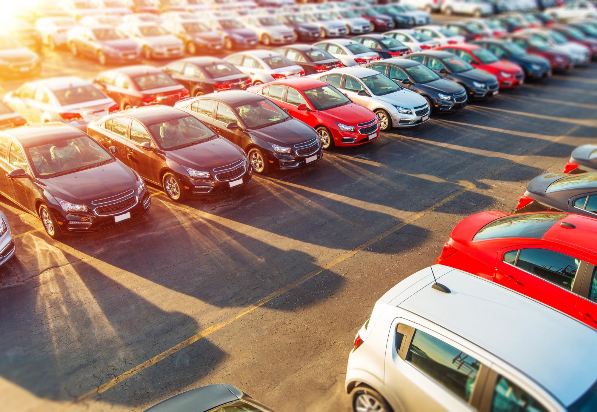 Car park in golden hour sunlight