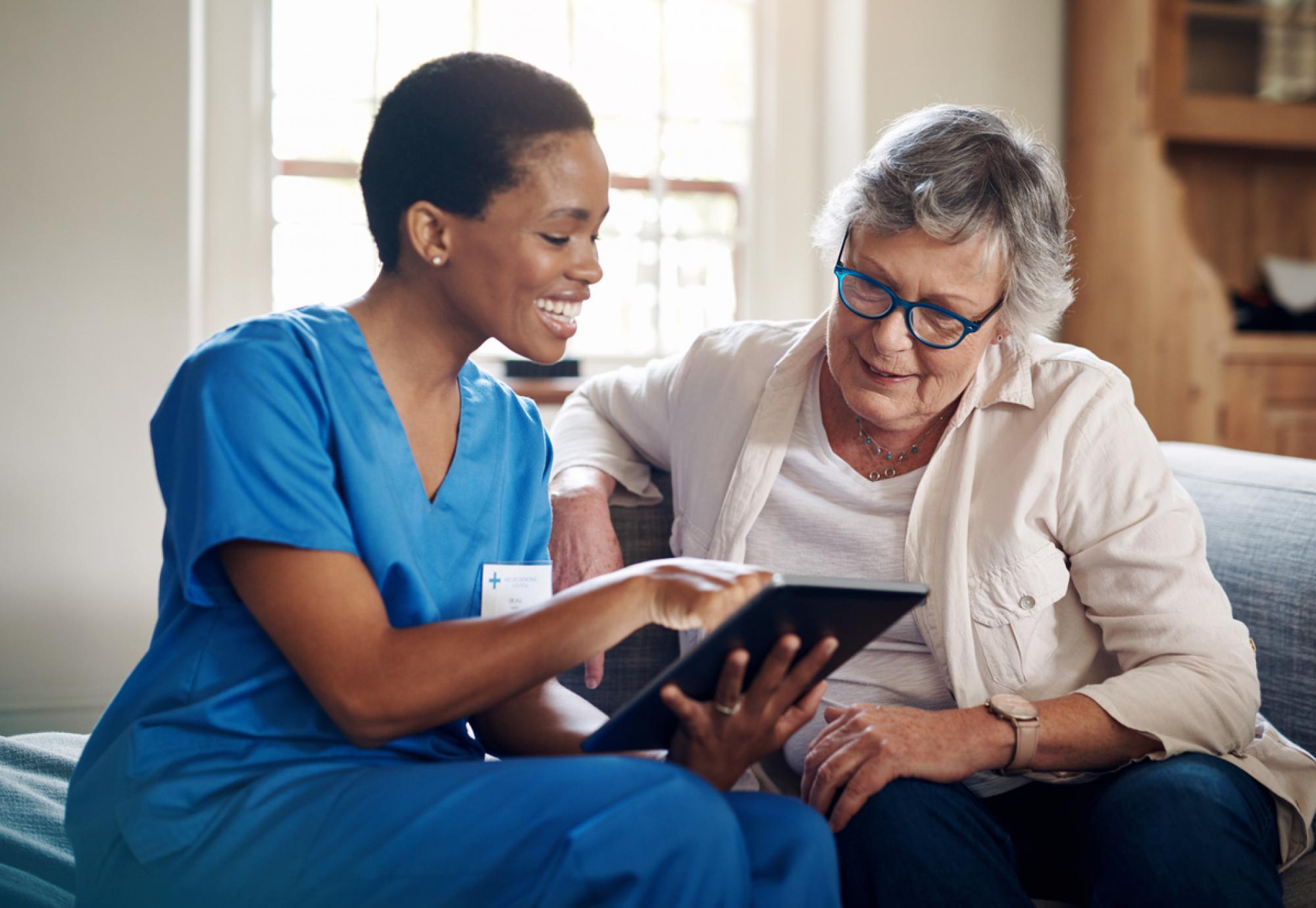 Nurse and elderly woman