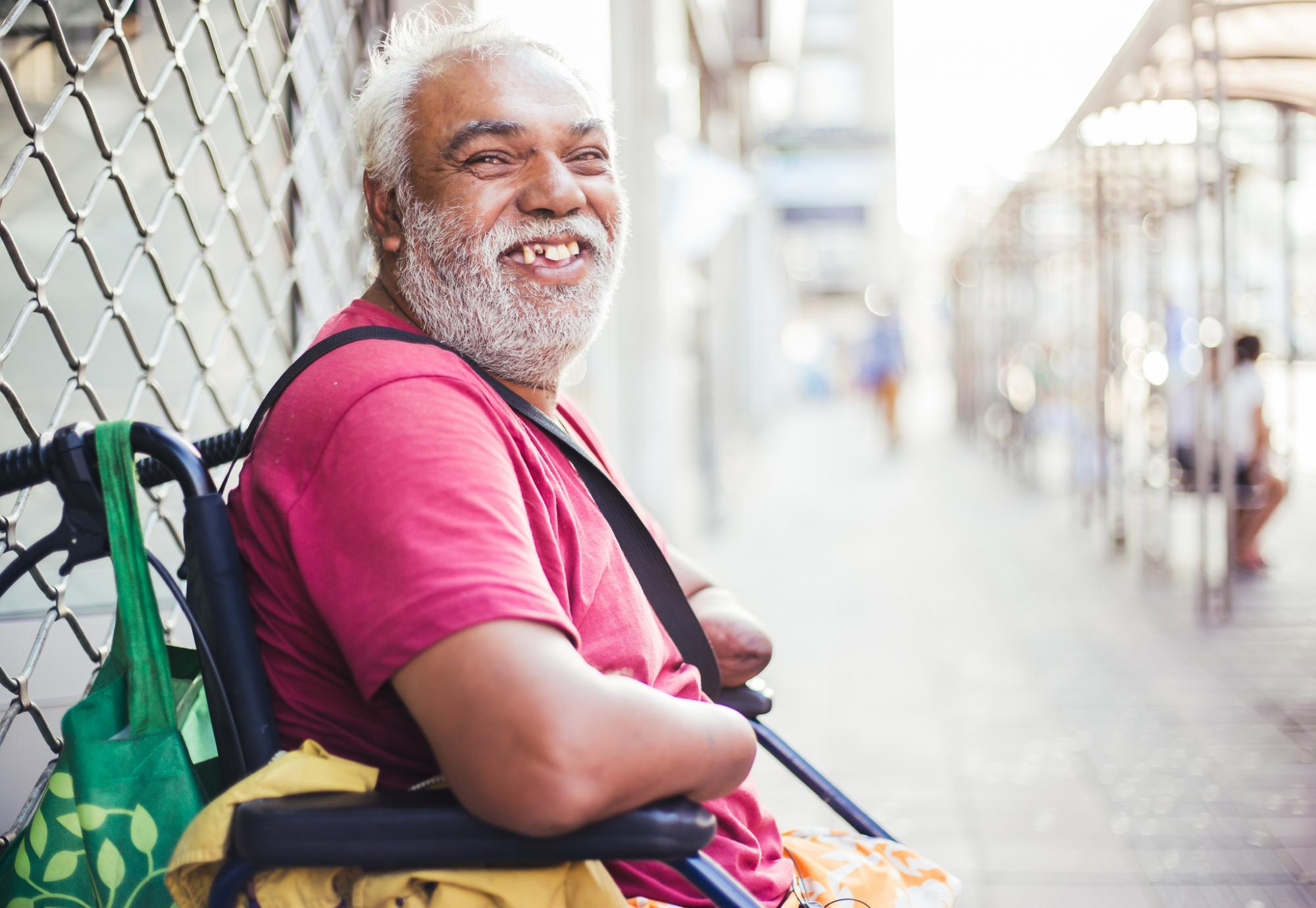 Homeless man in a wheelchair