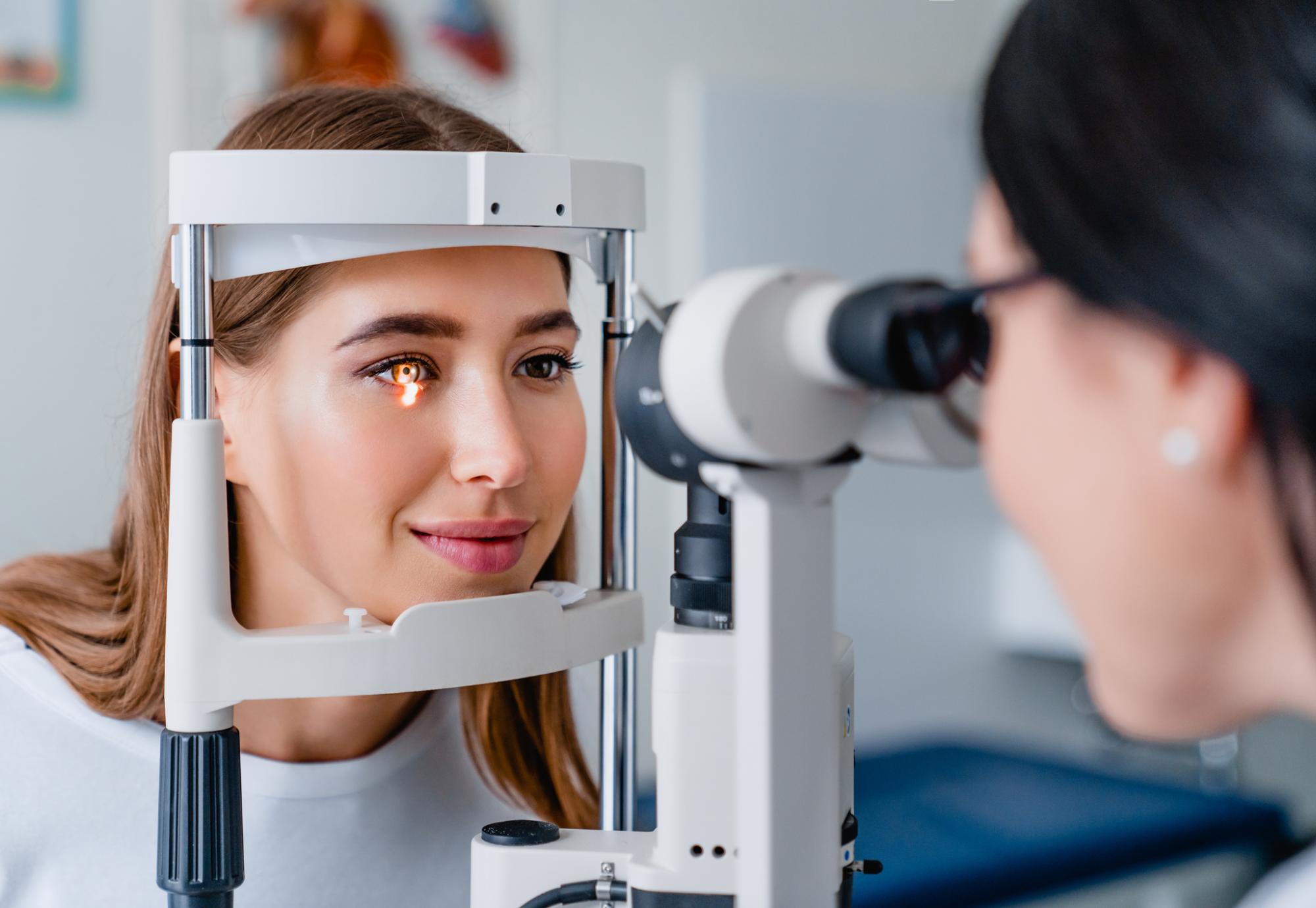 Woman having vision check 