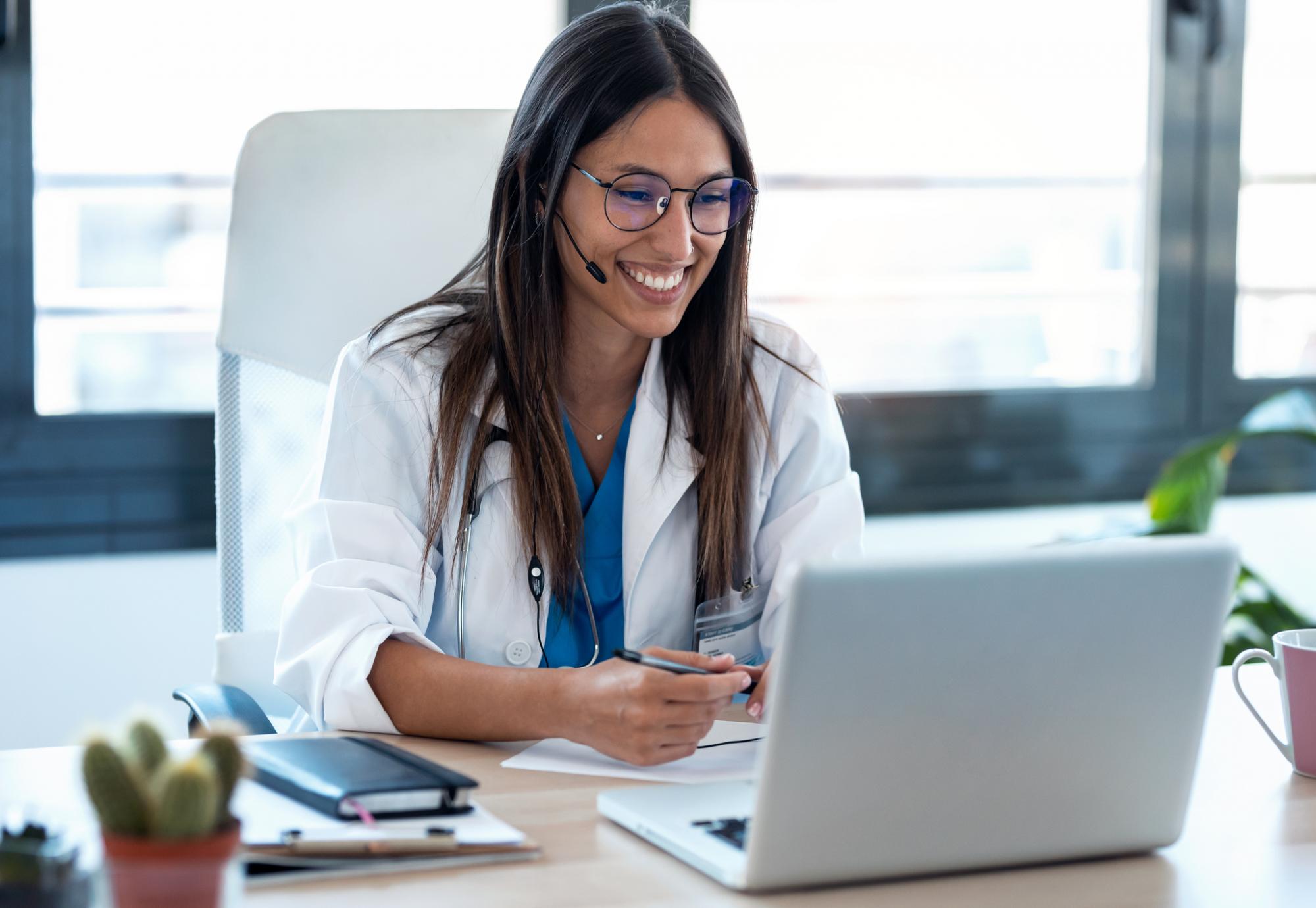 Doctor carrying out a remote consultation