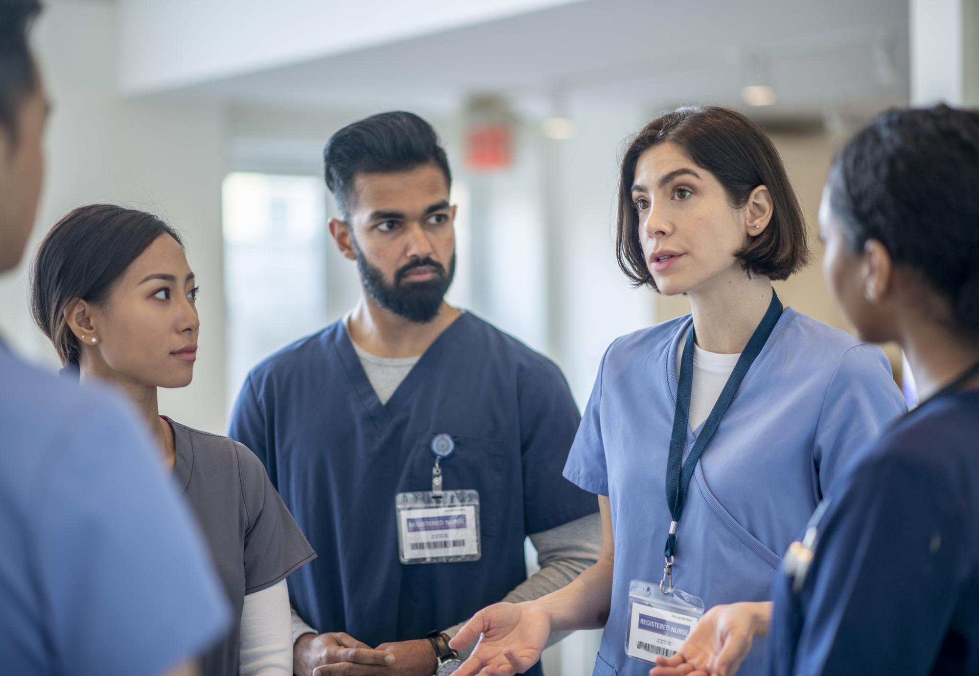 Nurses talking during a ward round