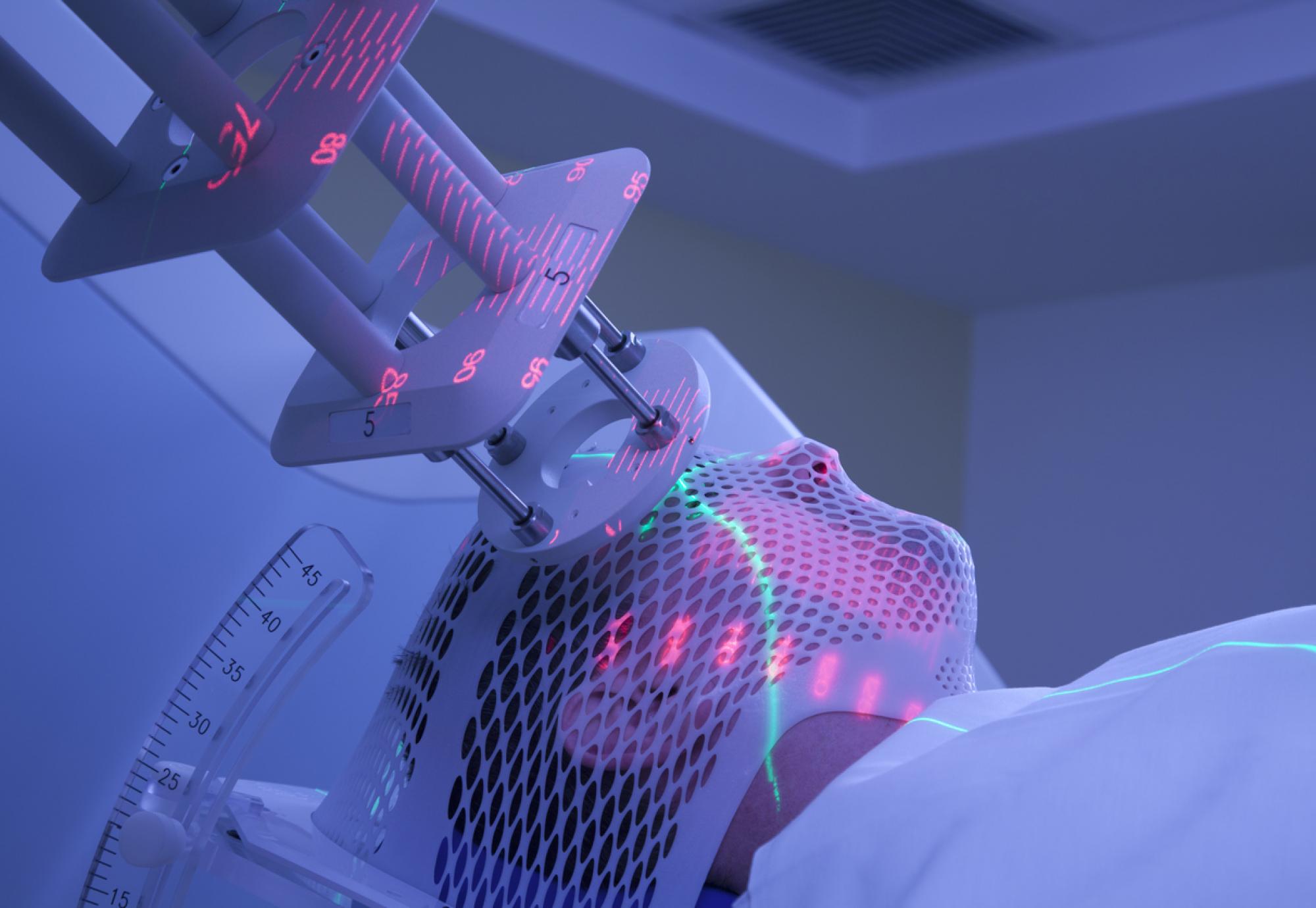 Man receiving radiotherapy treatment