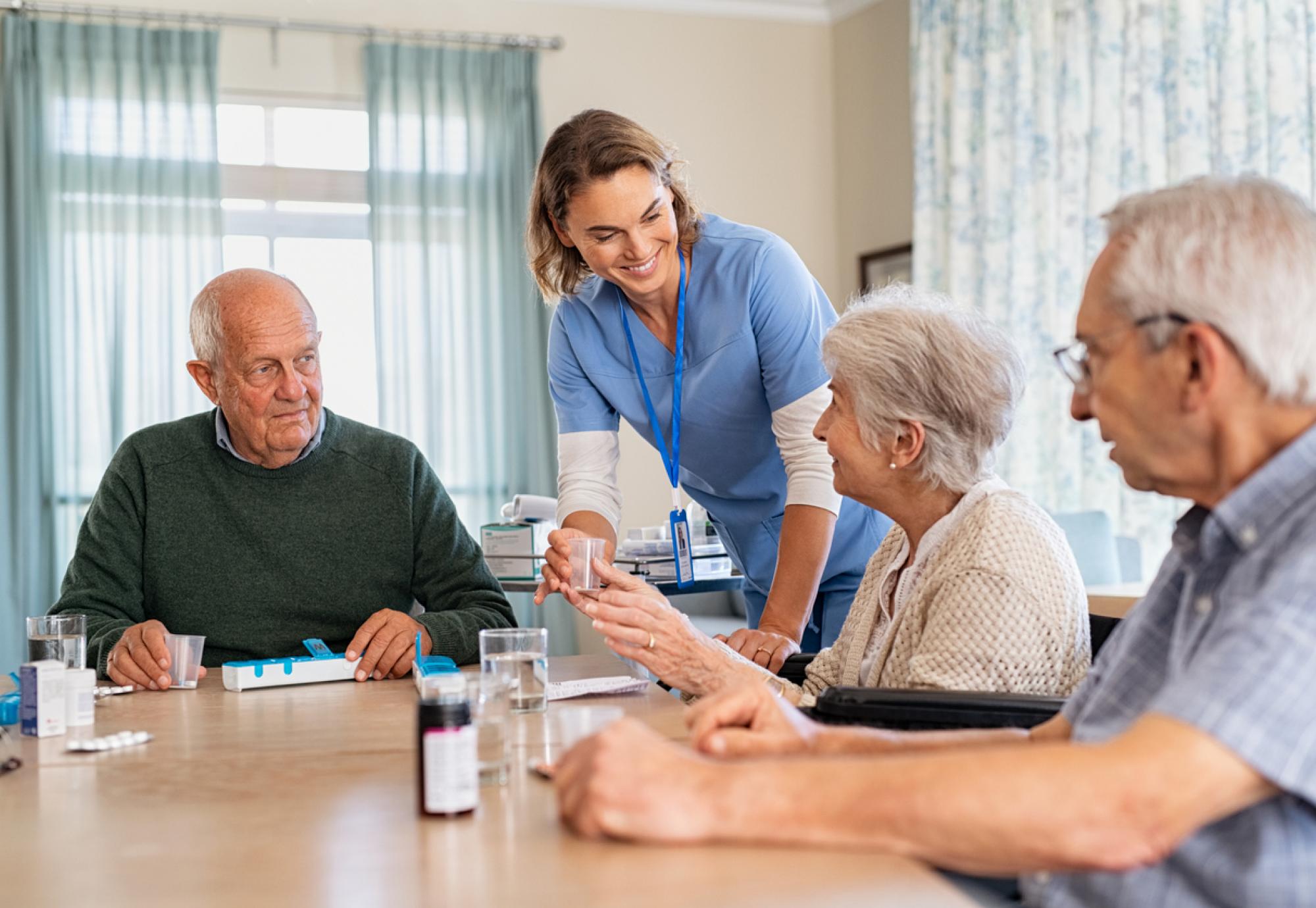 Nurse with elderly people