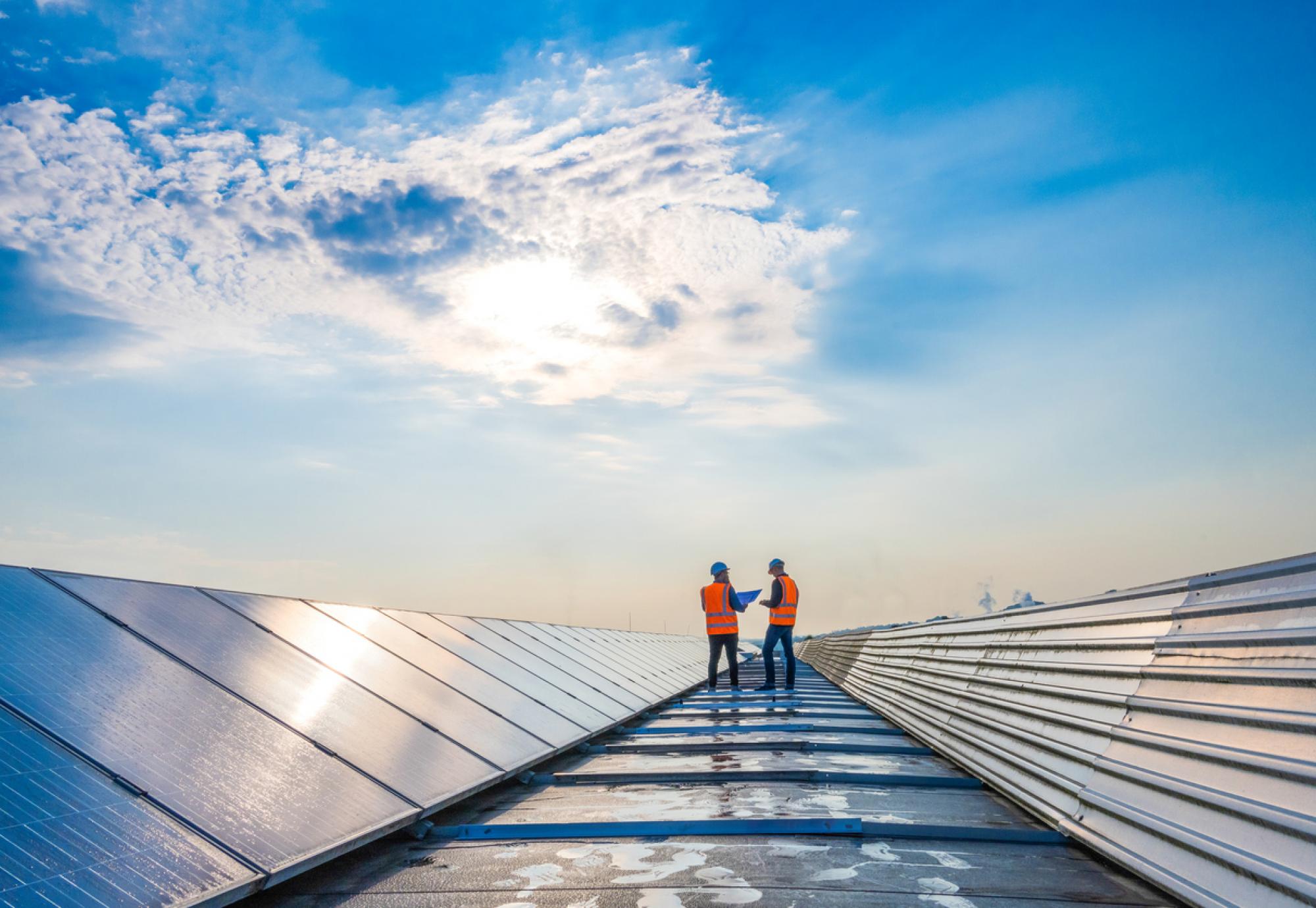 Two men with panels