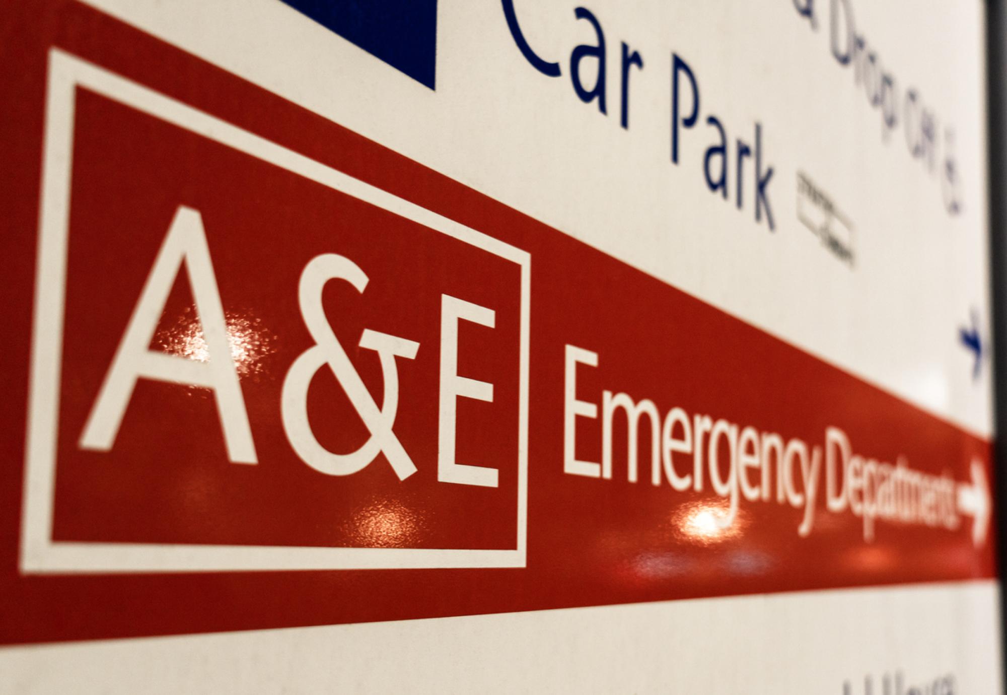 A&E Emergency Department sign