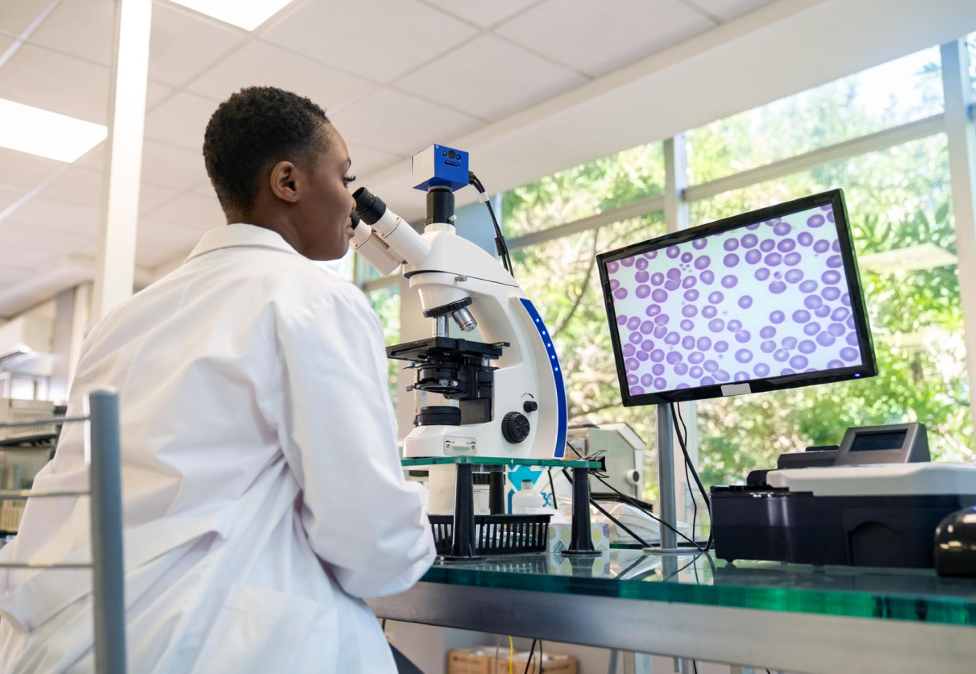 Scientist in pathology lab