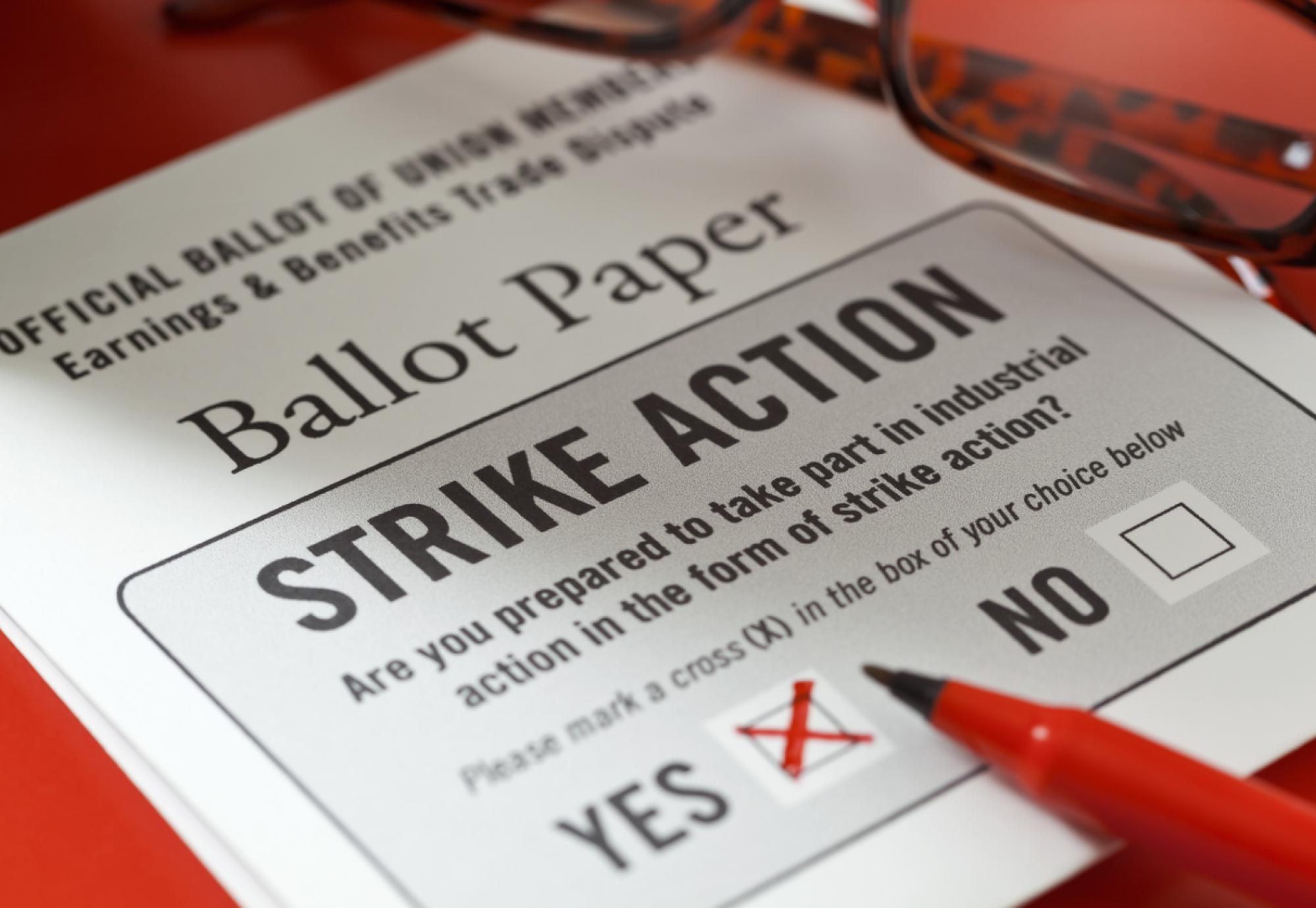 Ballot paper for industrial action