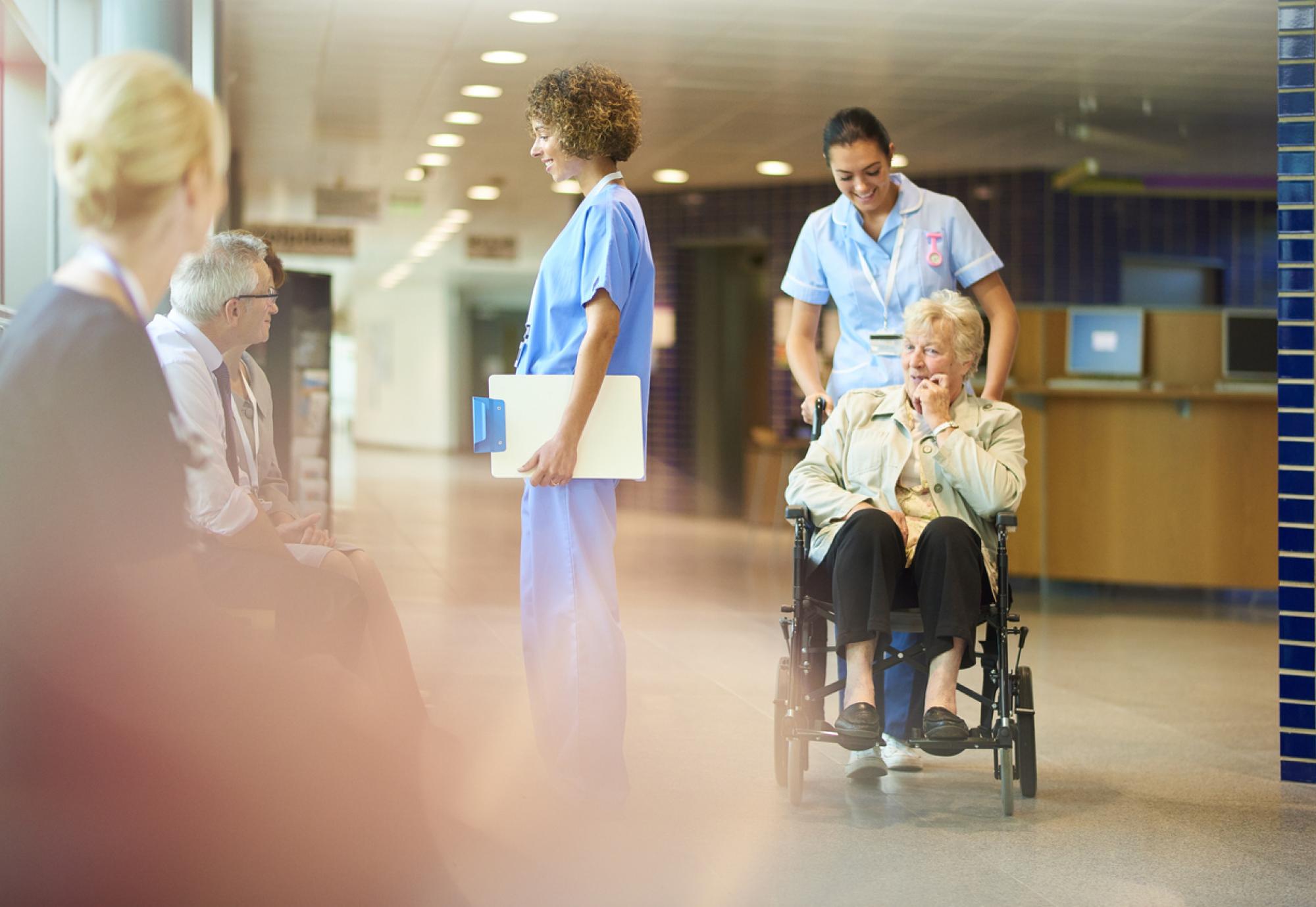 Elderly patient leaving hospital