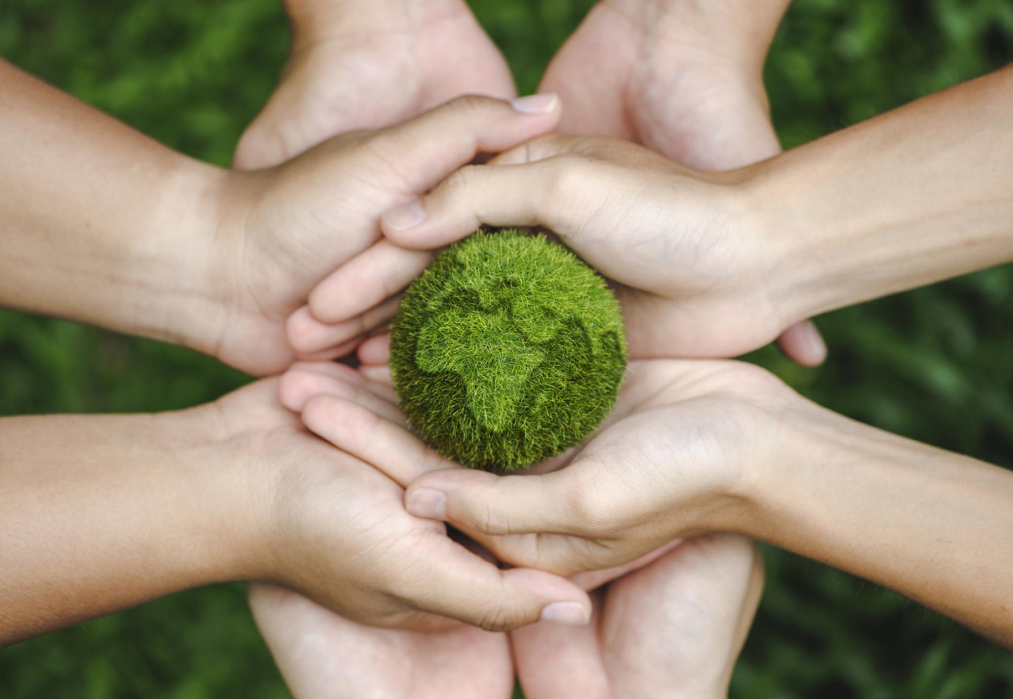 Hands holding the earth