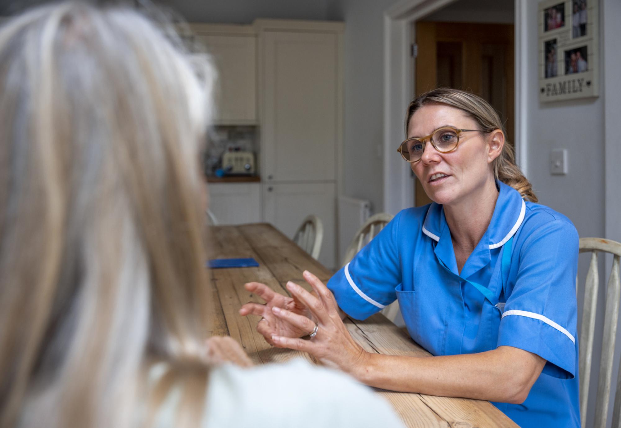 Clinician an patient talking