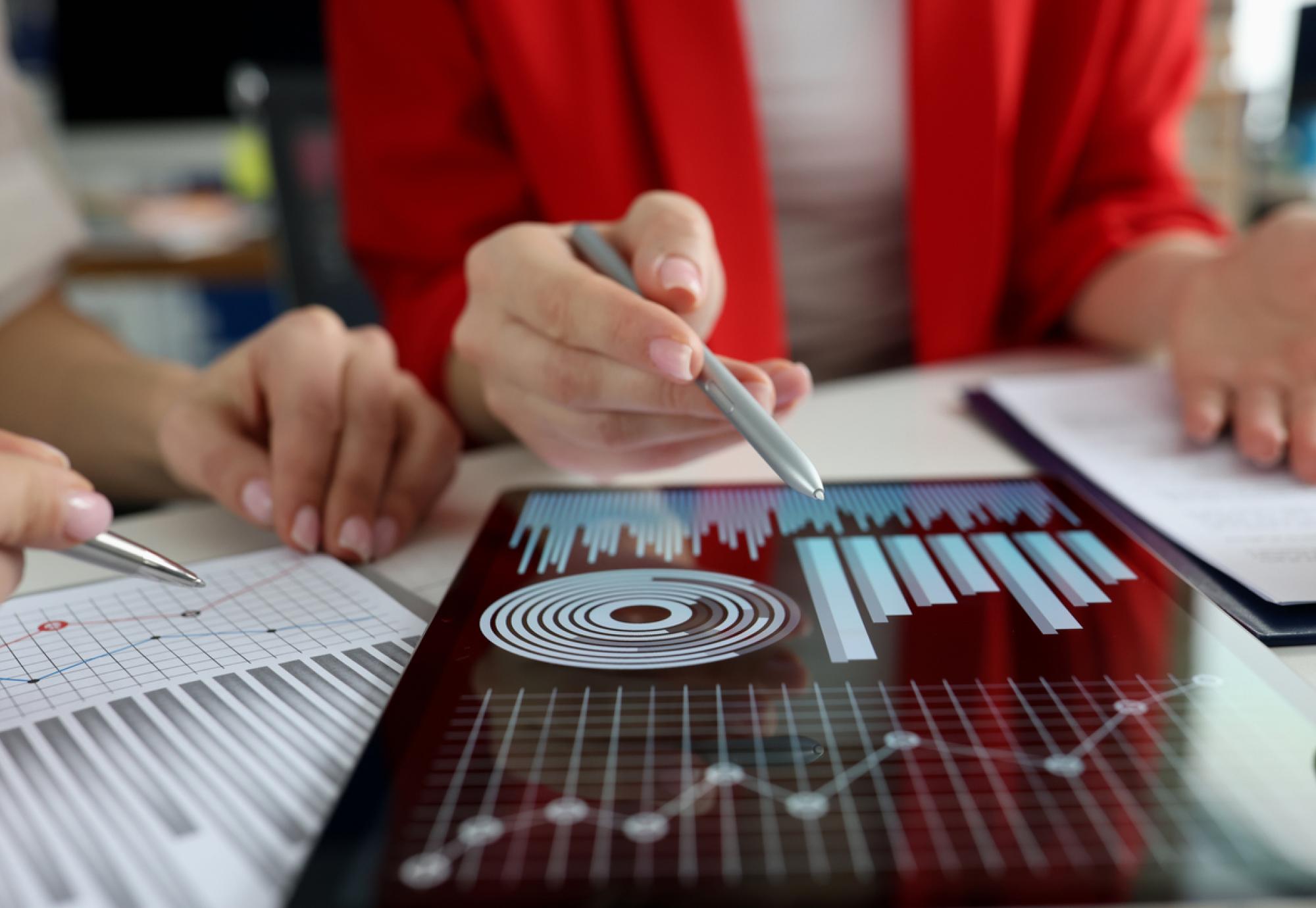 Woman studying charts