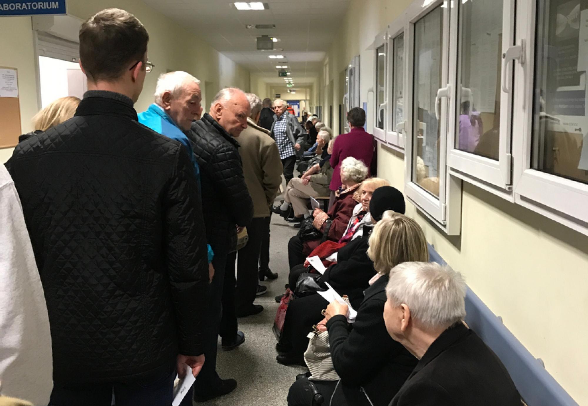 Busy hospital waiting room