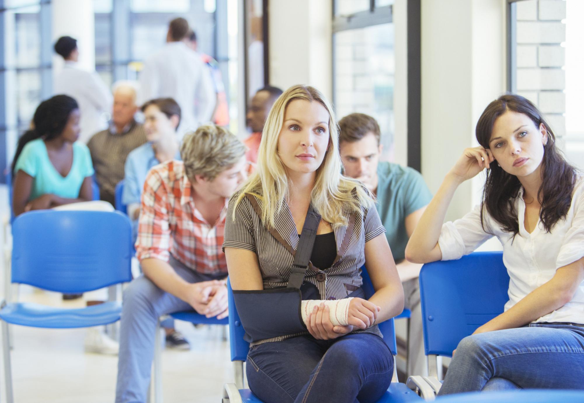 Women sitting in hospital waiting room