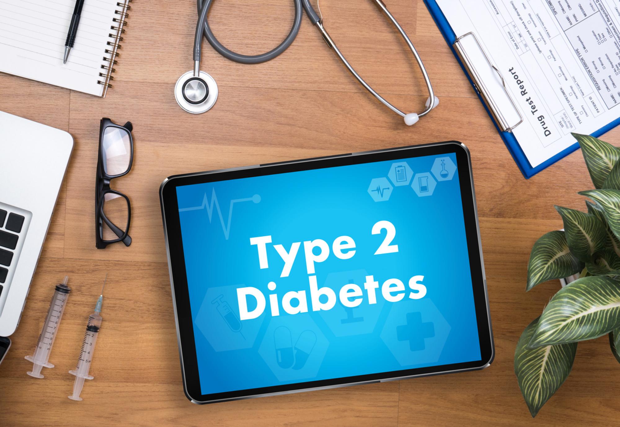 Screen with type 2 diabetes on