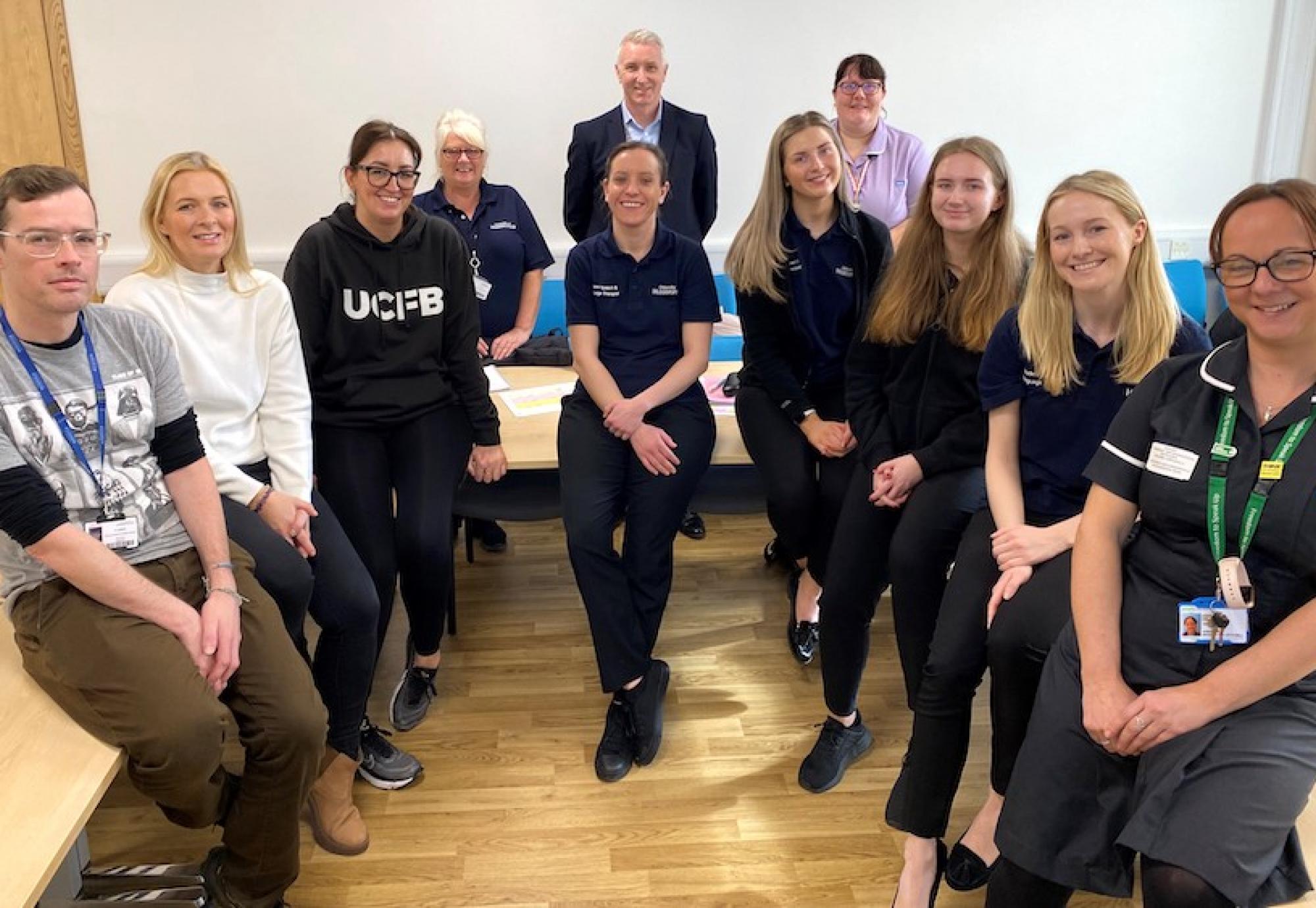 The first cohort of student nurses with Louise Croxall, CHFT’s Chief Nurse Information Officer (CNIO), far right, and Rob Birkett, CHFT’s Chief Digital and Information Officer (CDIO), back centre.