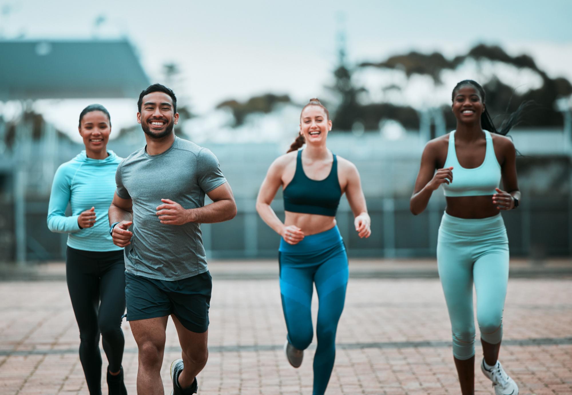 Group of people running