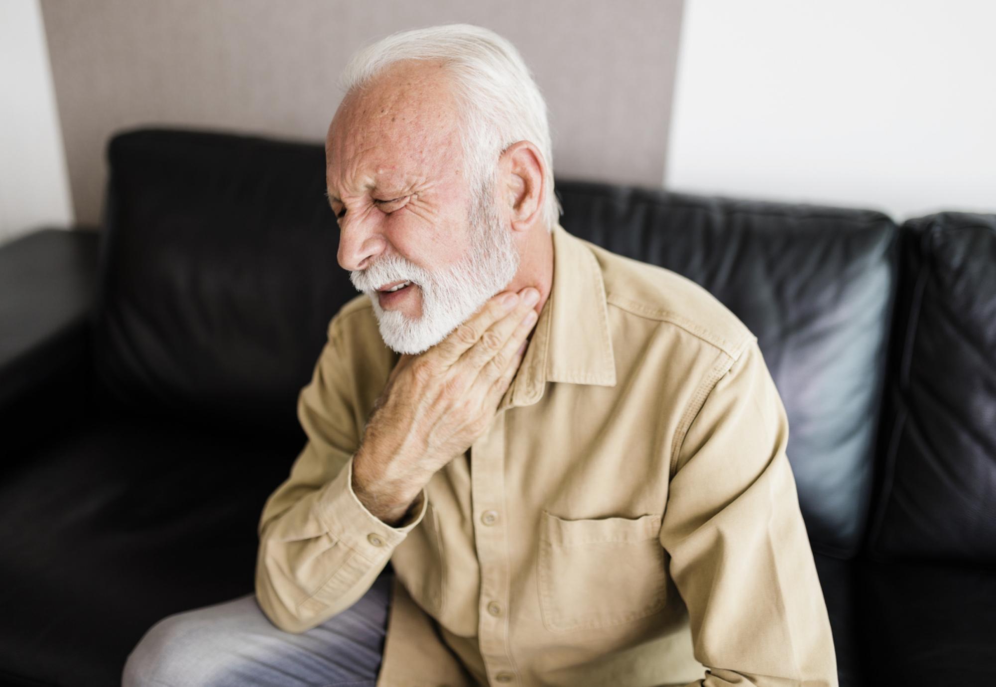 Man with tonsillitis