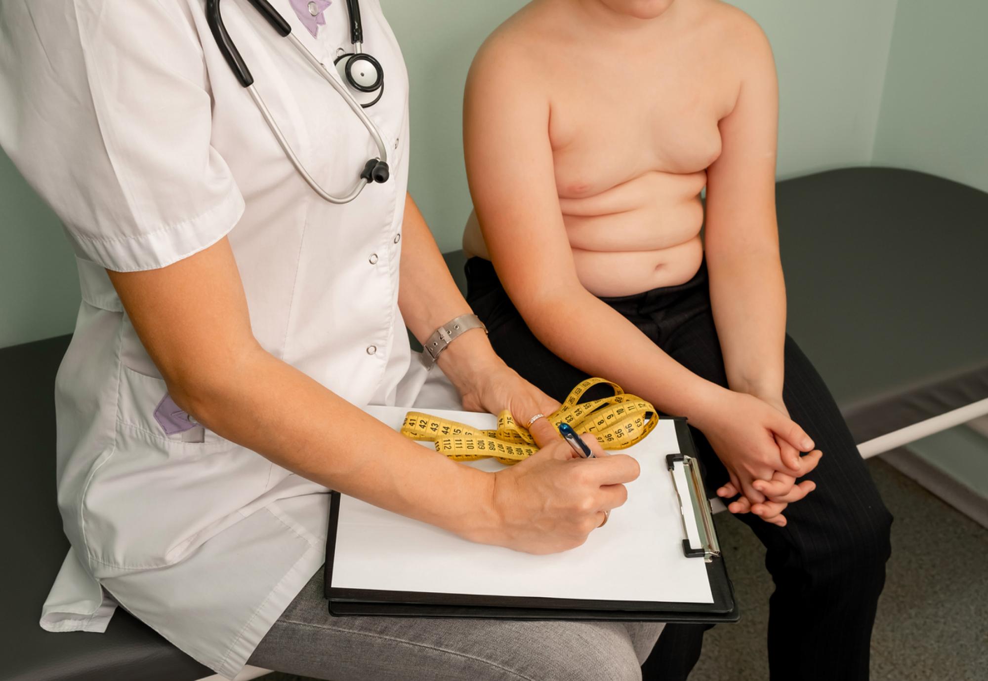 Young boy at a nutritionist appointment