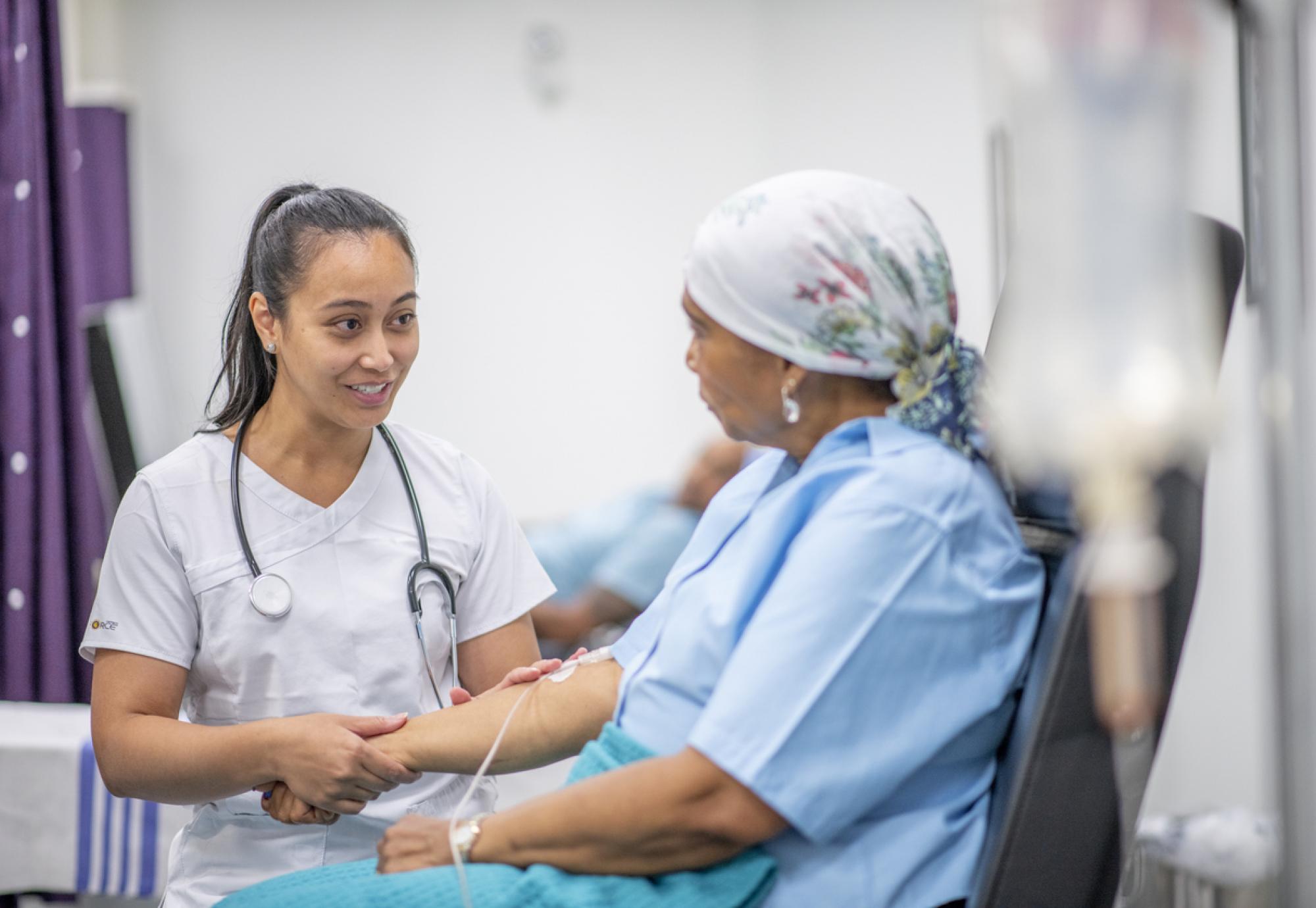 Cancer patient in oncology unit