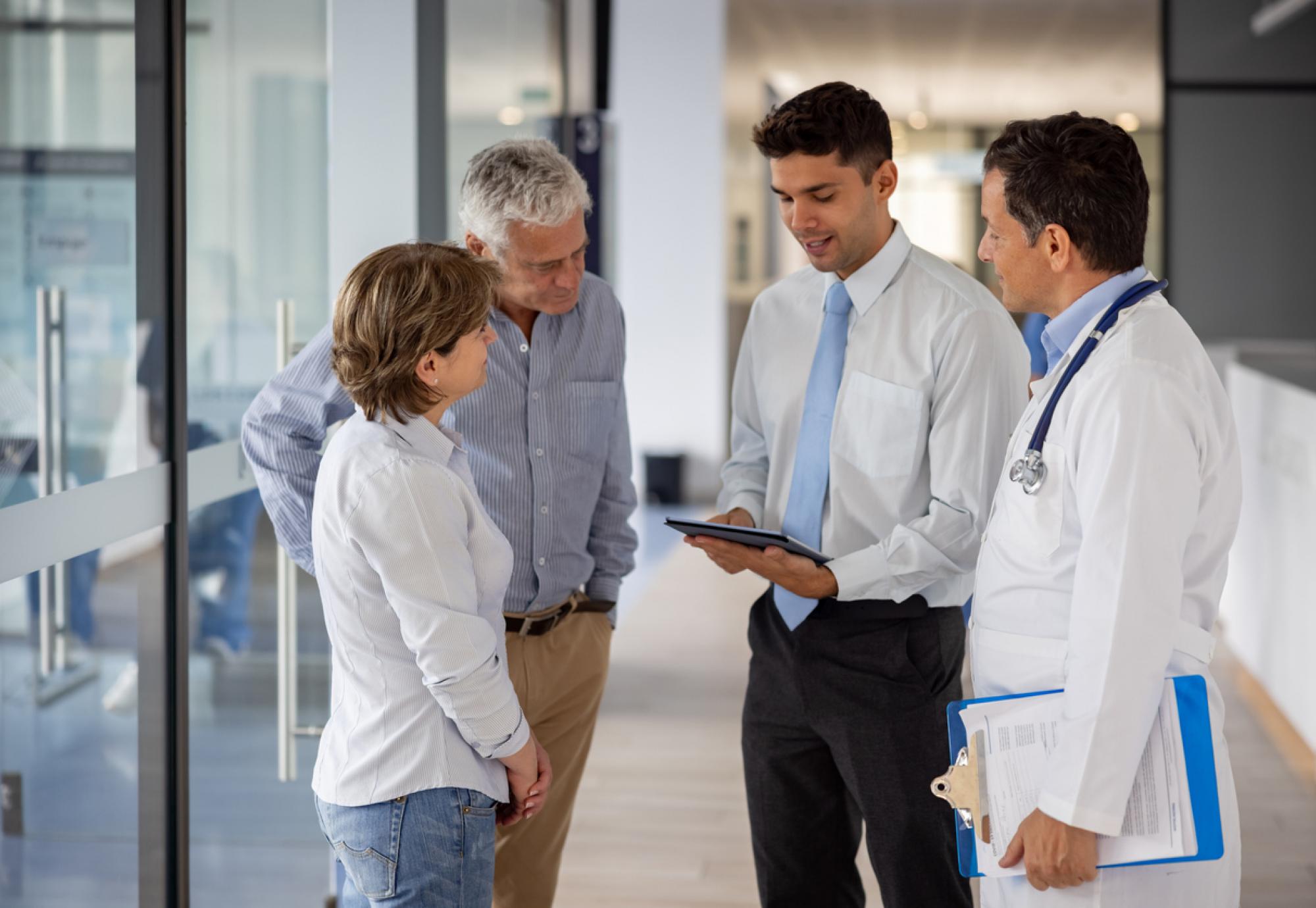 Patient talking to hospital manager