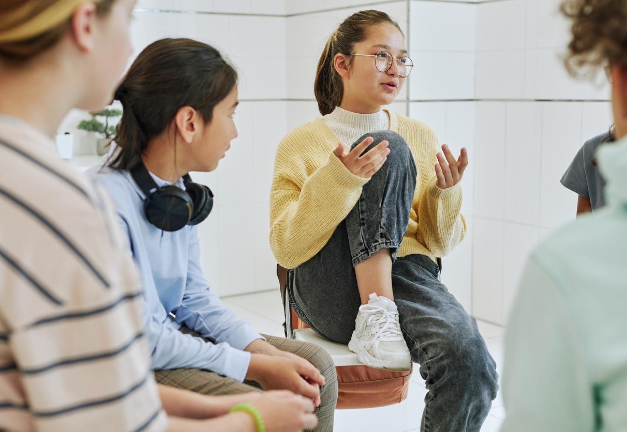 Girl Sharing in a Support Group