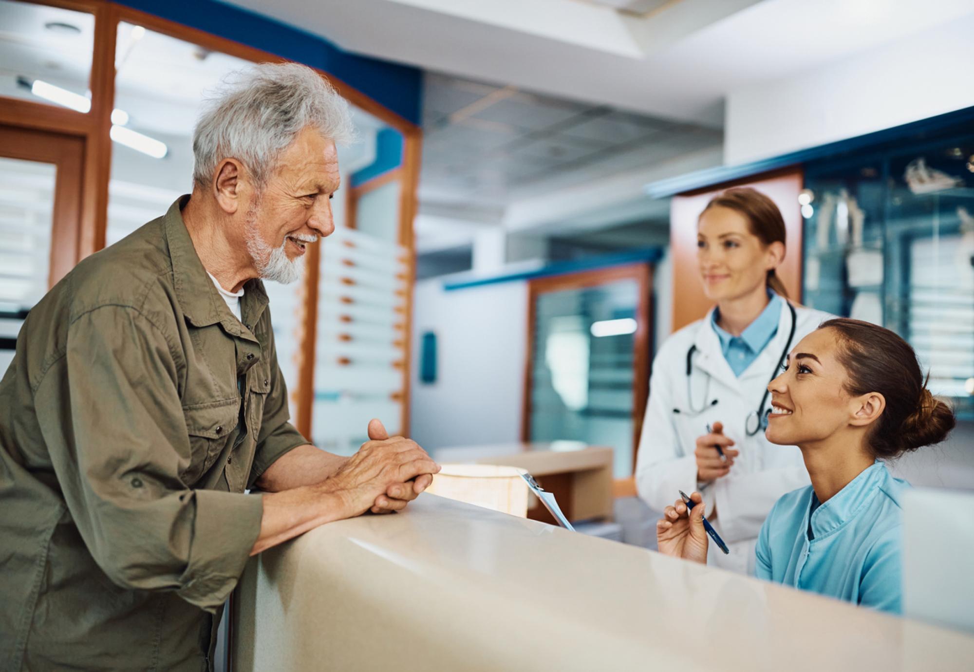 NHS patient at a hospital reception