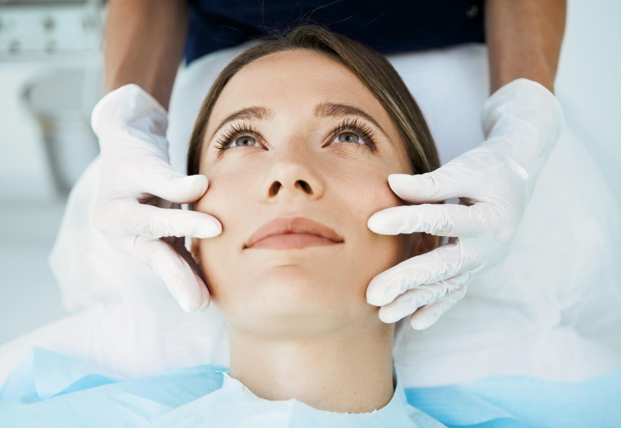 Woman preparing for a non-surgical cosmetic procedure