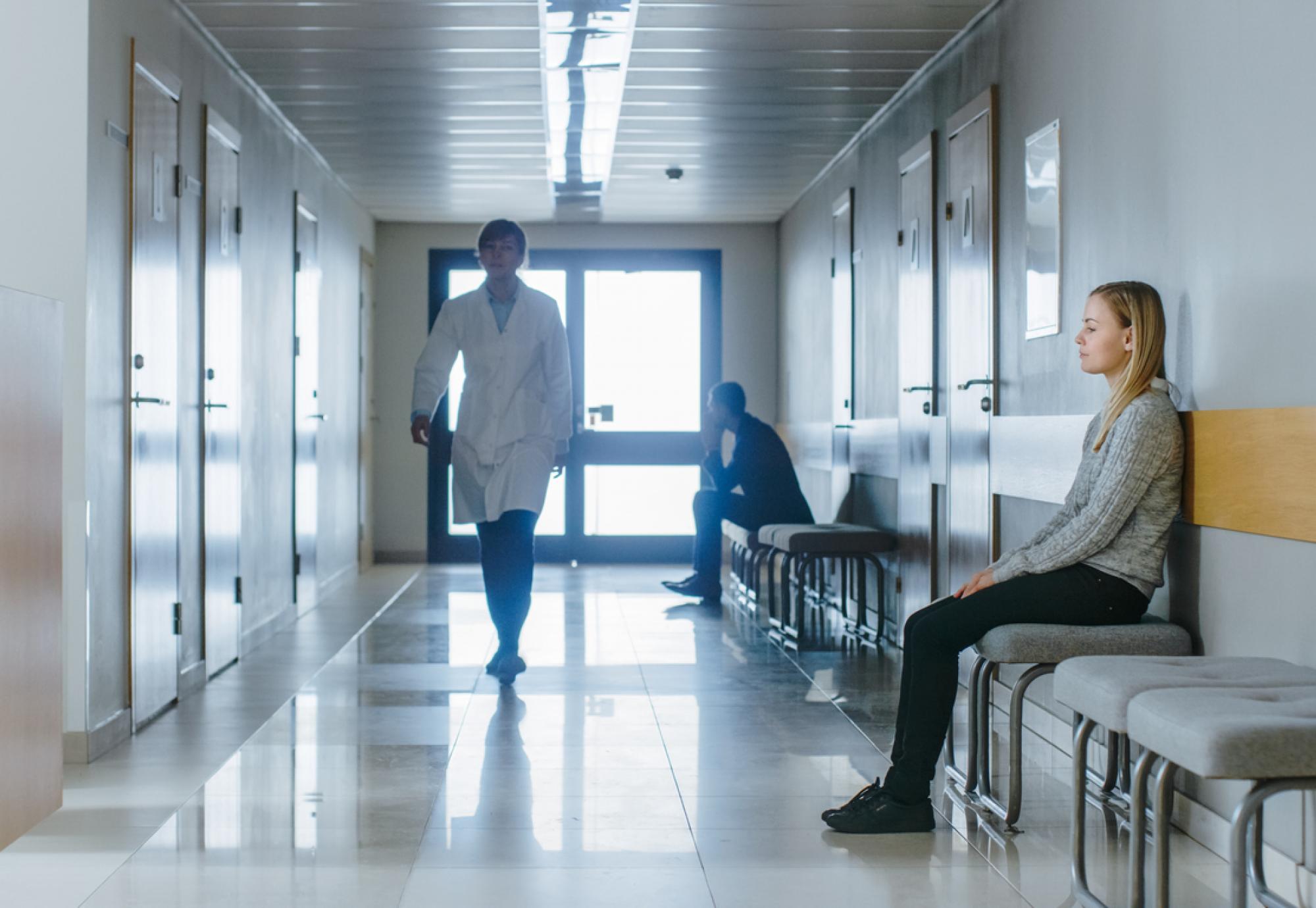 Image of a hospital waiting room depicting NHS waiting lists